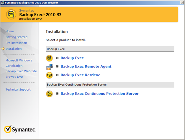install manual for backup exec 2010